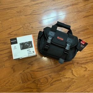 Sony a600 camera with case and focus deluxe XLR camera accessory kit
